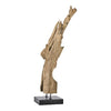 Natural Teak Wood Sculpture On Black Marble Stand Medium