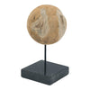 Round Teak Ball On Black Marble Base Large