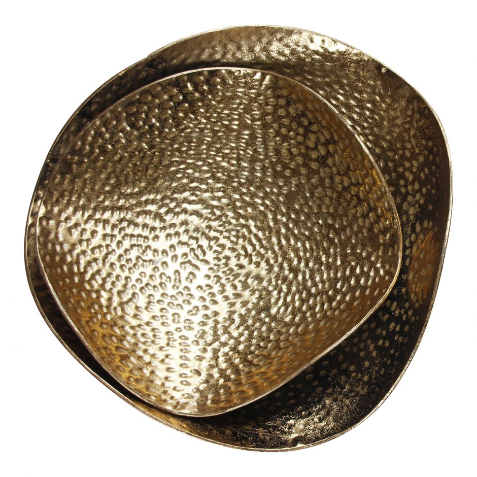 Hammered Gold Tray S/ 2