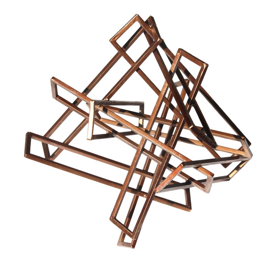 Tangled Rectangles  Sculpture Gold Large