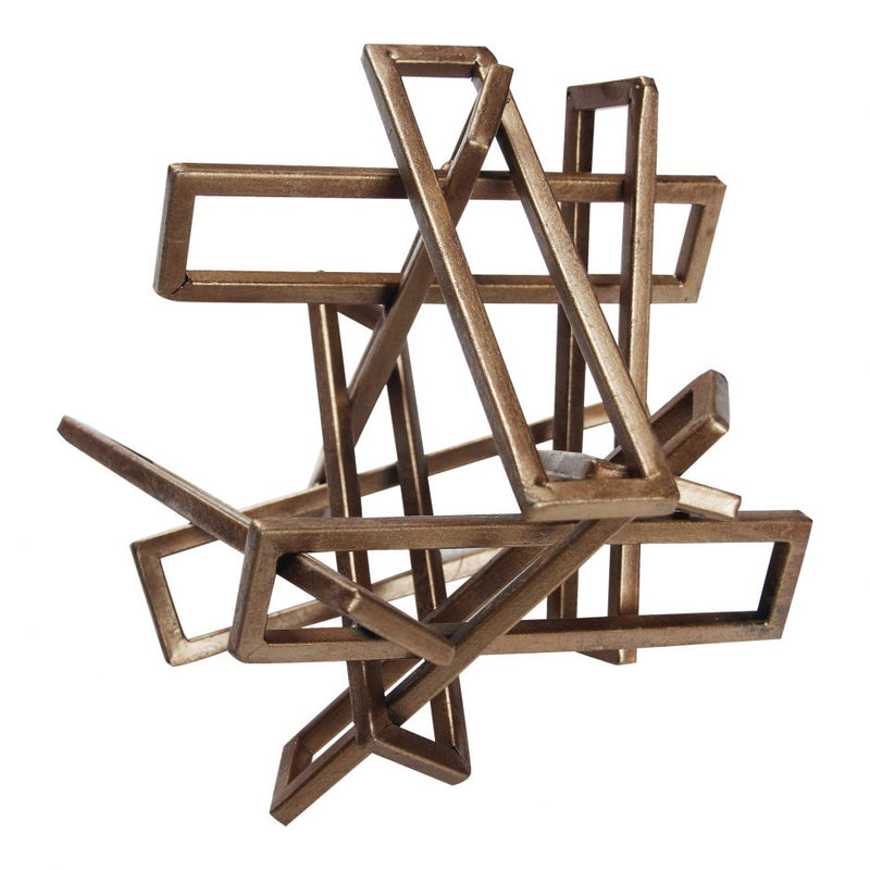 Tangled Rectangles Sculpture Gold Small