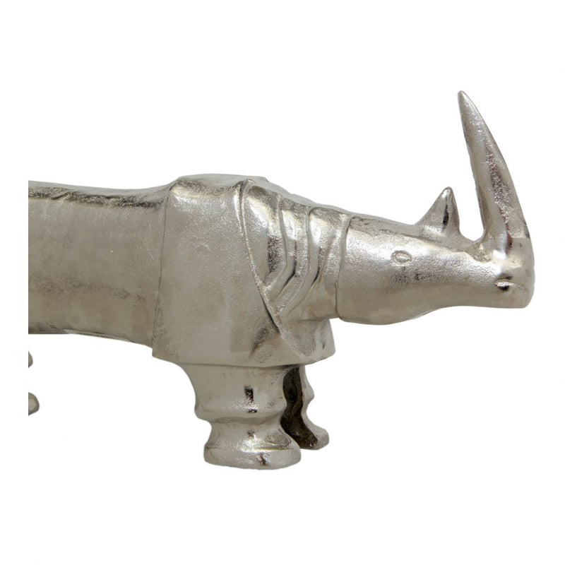 Silver Rhino Sculpture