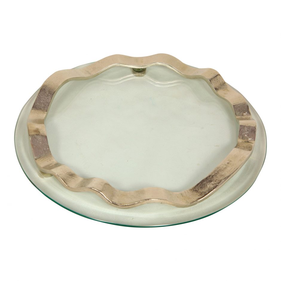 Nickel Banded Glass Tray