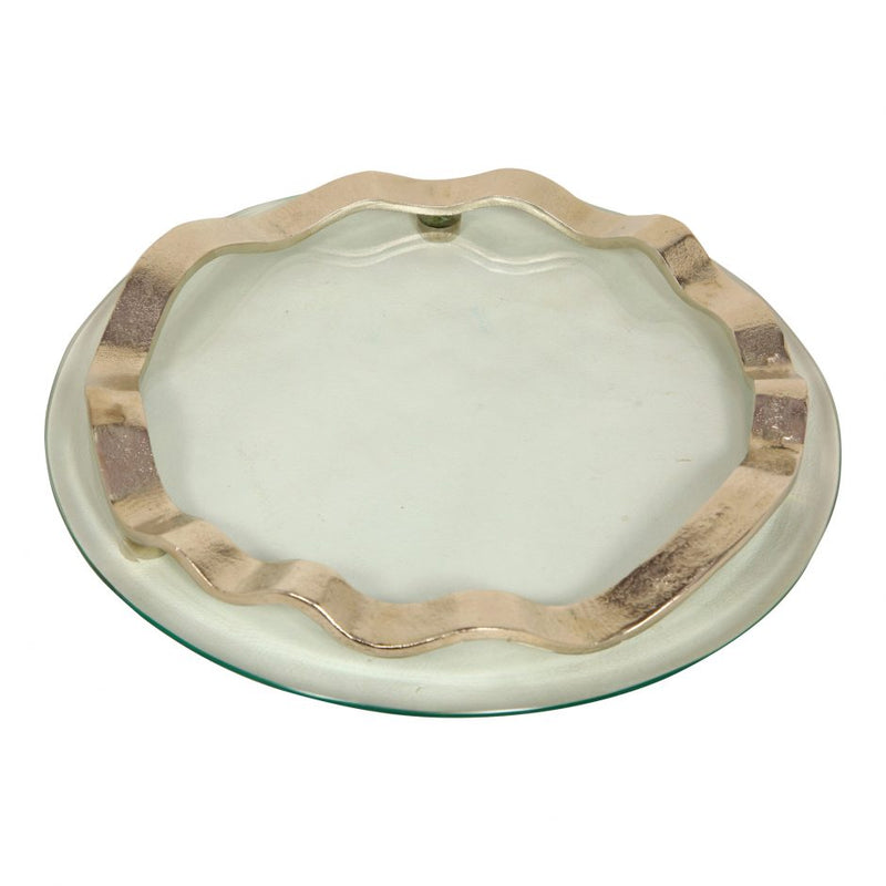 Nickel Banded Glass Tray