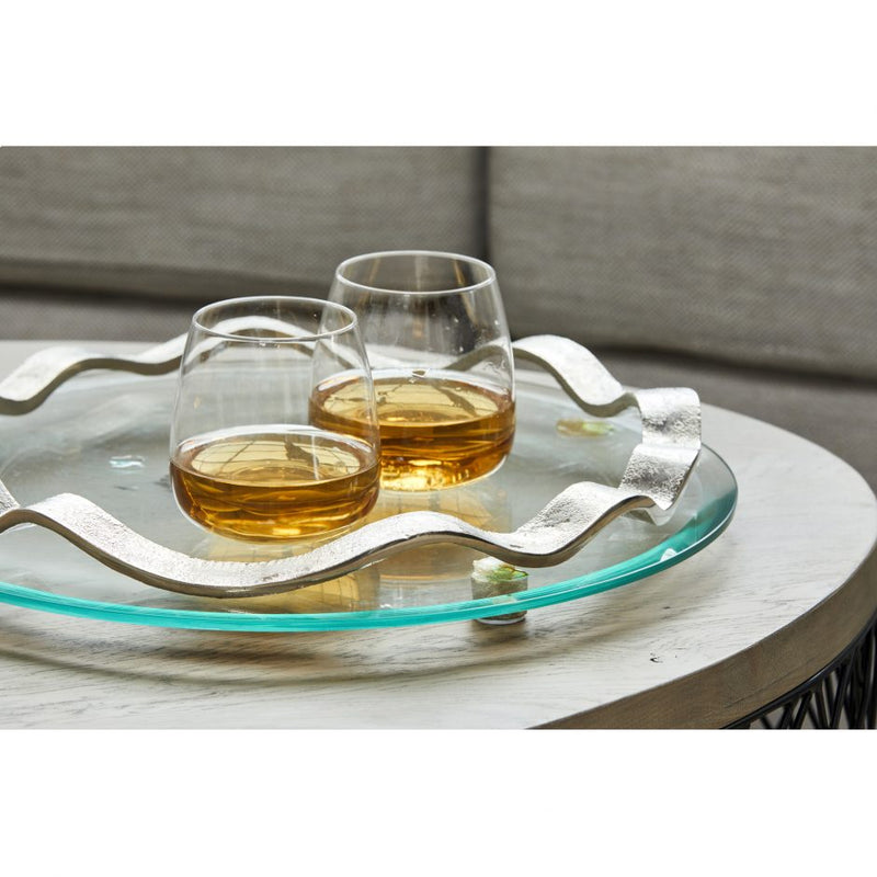 Nickel Banded Glass Tray