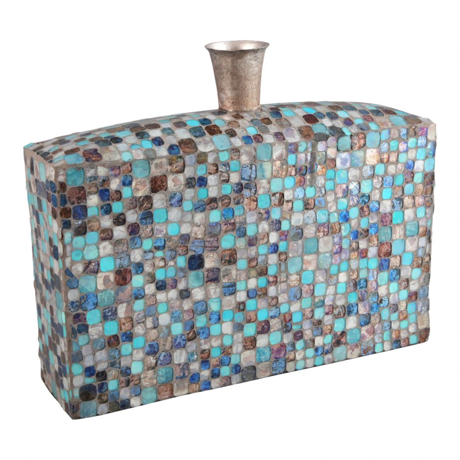 Azul Mosaic Vase Low