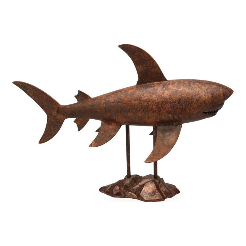 Shark Sculpture Antiqued Copper